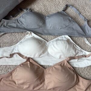 NWT Auden Wireless Nursing Bras in Gray, White & Nude